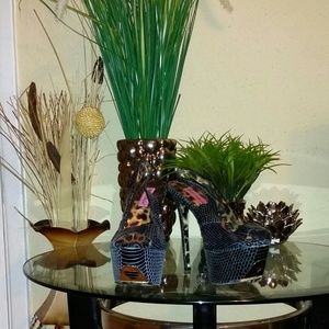 Blue and leopard design Betsey Johnson heels